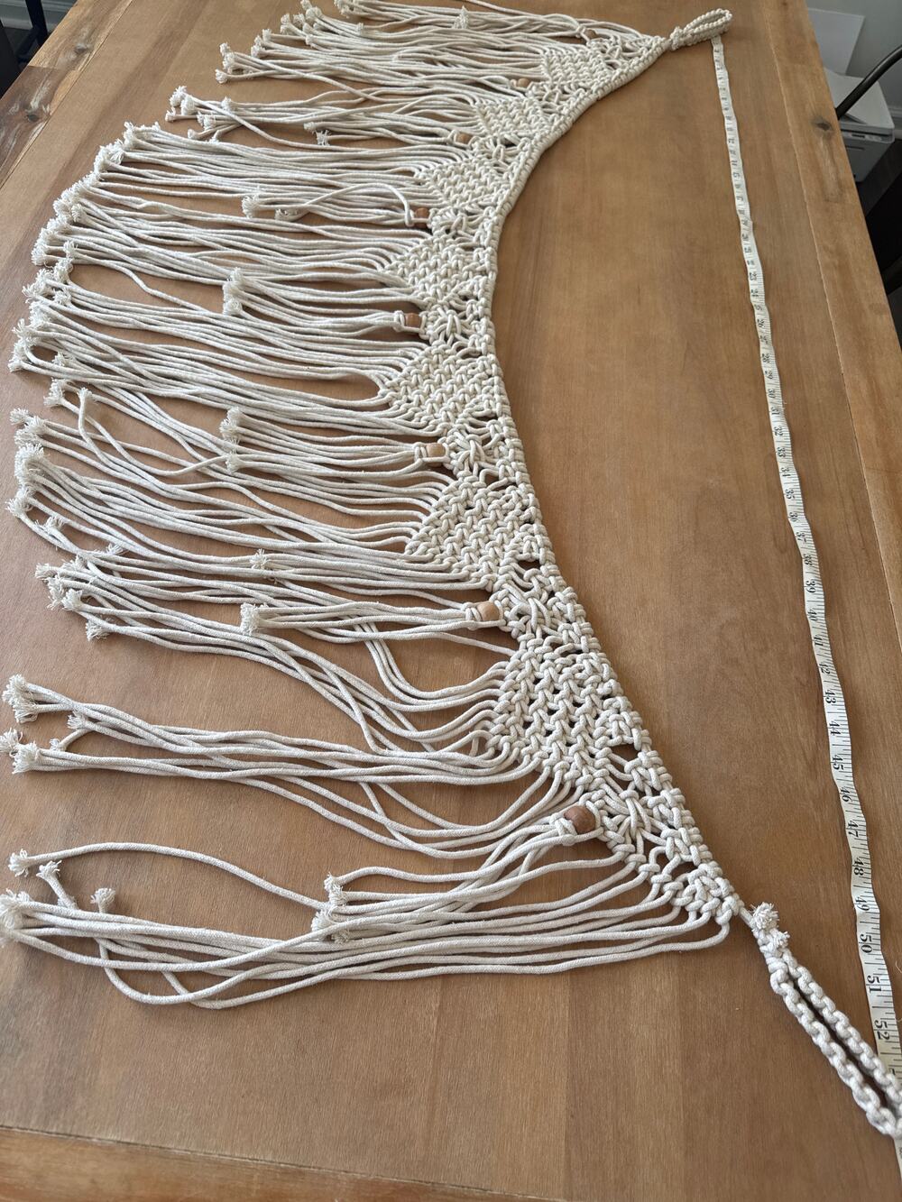 Bohemian-style macrame garland, valance, wall hanging Headboard Cream Crocheted